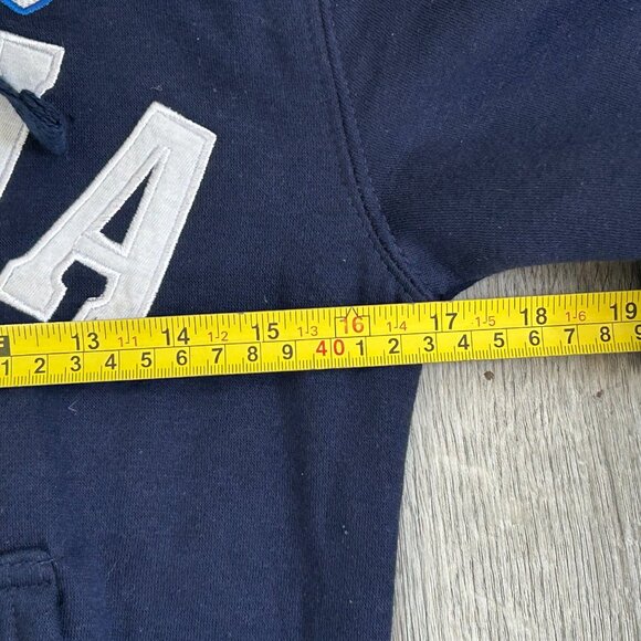 Vintage Mens Navy Blue Italia Full Zip Hooded Italy Flag Crest Sweatshirt 11/12 - Picture 7 of 10